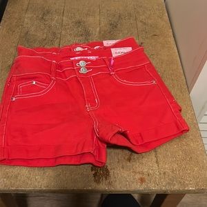 Girls red jean shorts